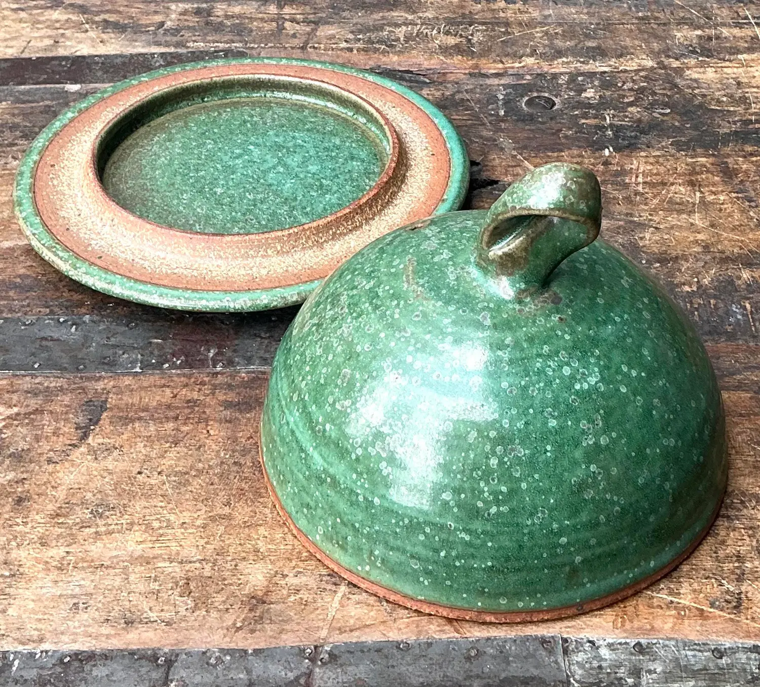 Vintage Original Studio Pottery Lidded Serving Dish - Side view