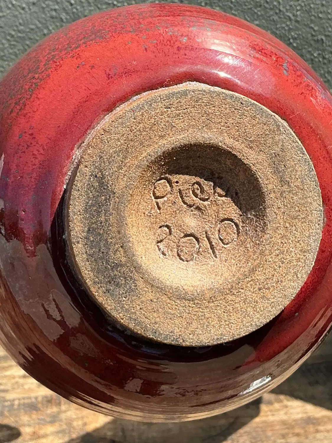 Vintage Original Studio Pottery Long Neck Vase - Side view