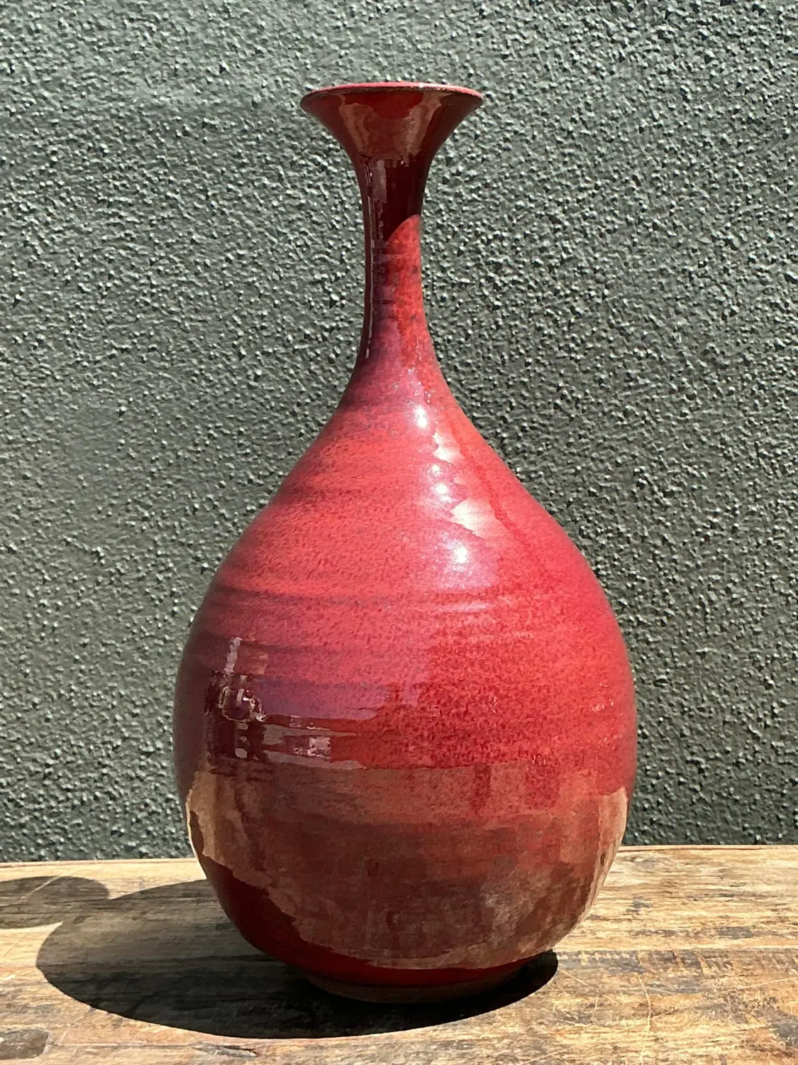 Vintage Original Studio Pottery Long Neck Vase - Detail view