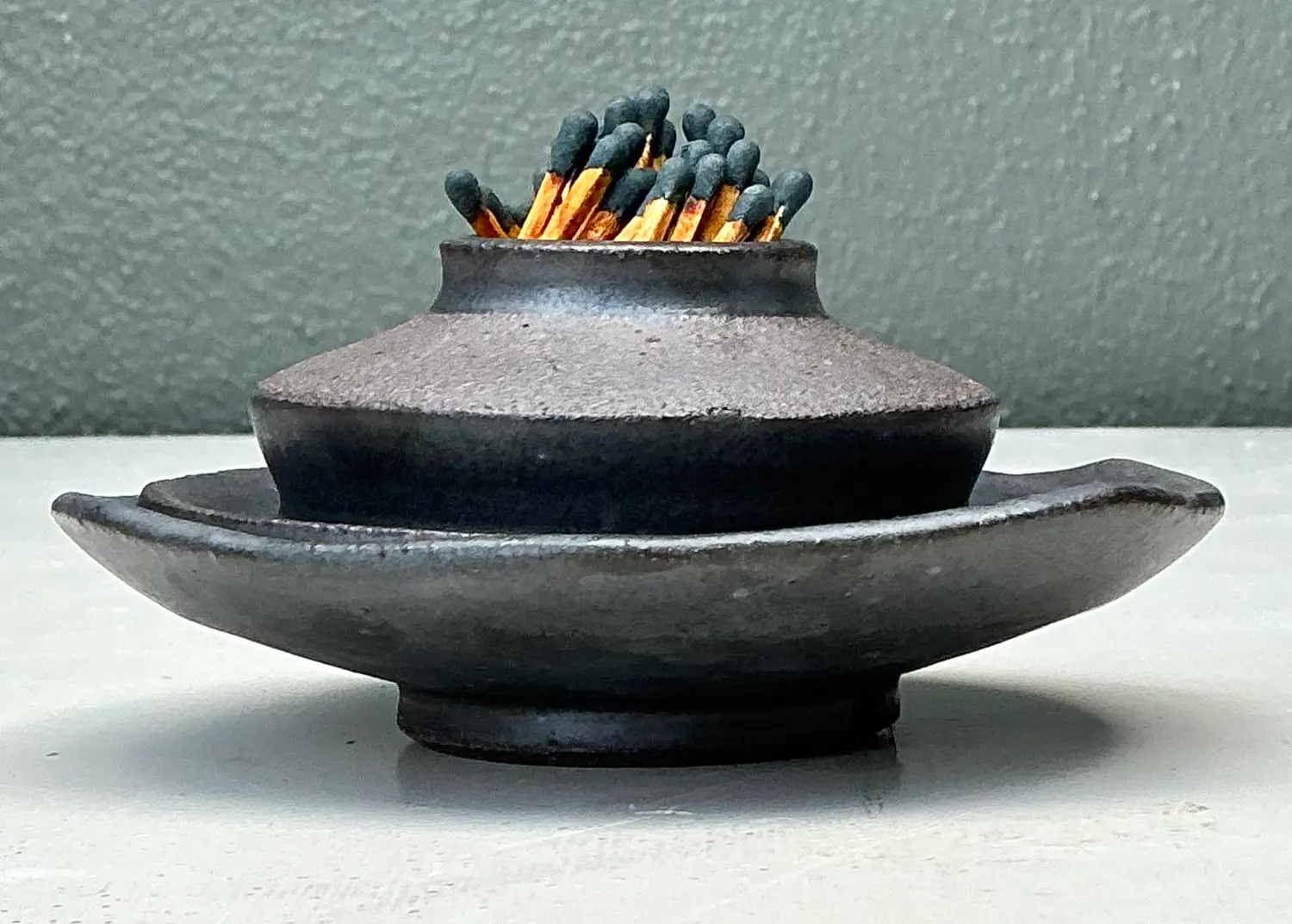 Vintage Original Studio Pottery Match Strike Set - Back view