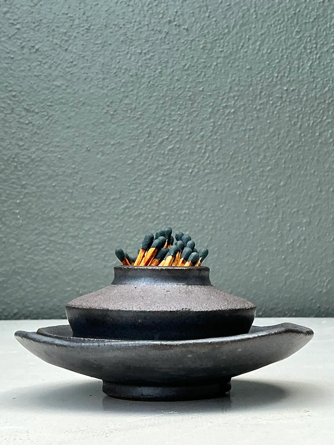 Vintage Original Studio Pottery Match Strike Set - Top view