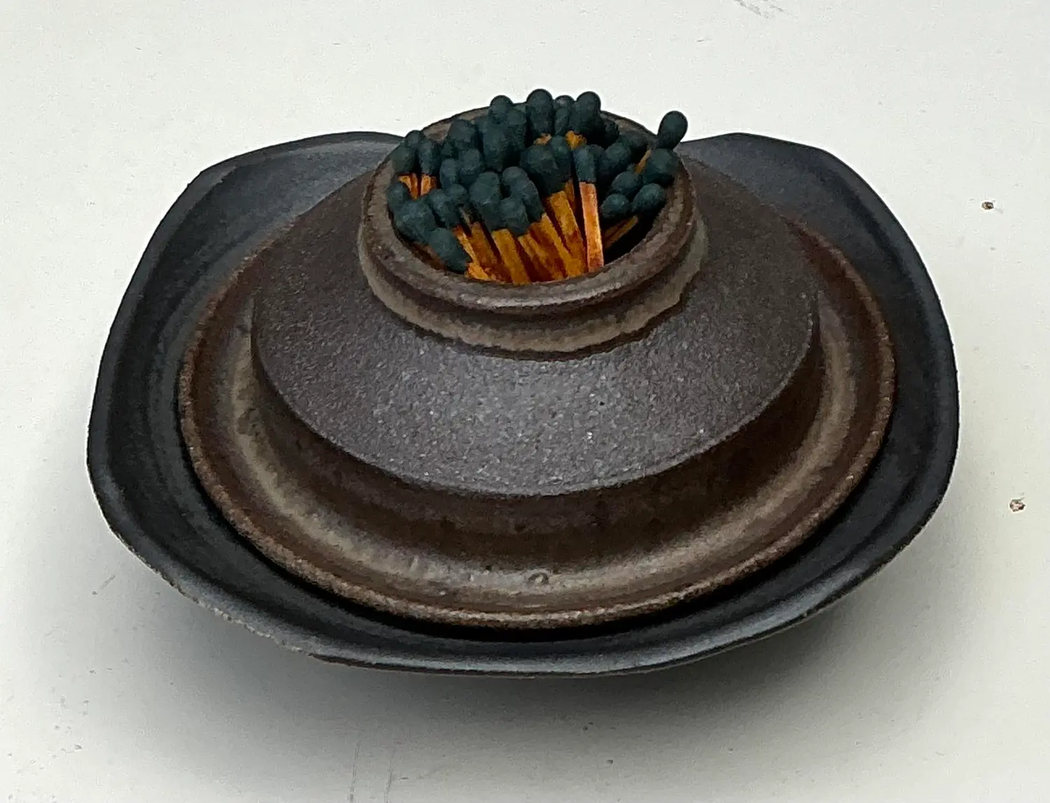 Vintage Original Studio Pottery Match Strike Set - Detail view