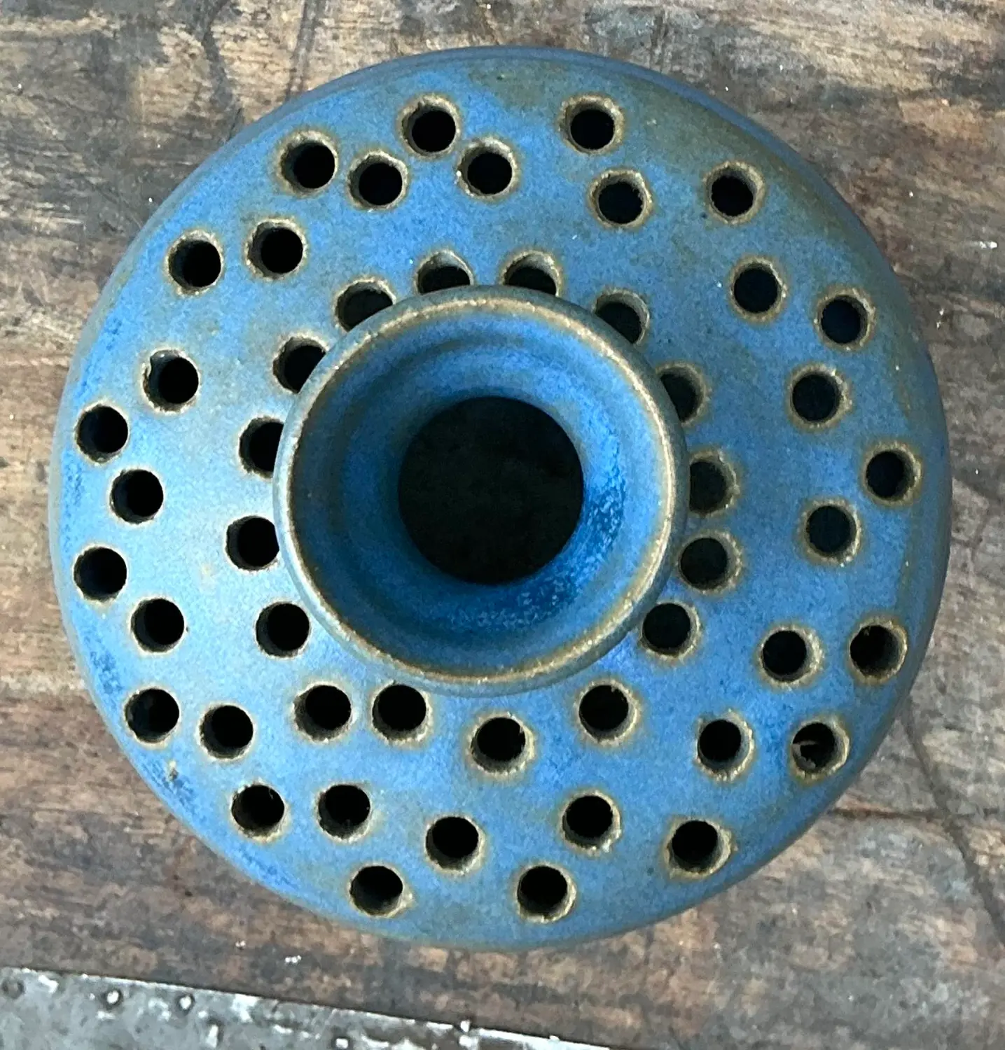 Vintage Original Studio Pottery Pierced Vase - Detail view