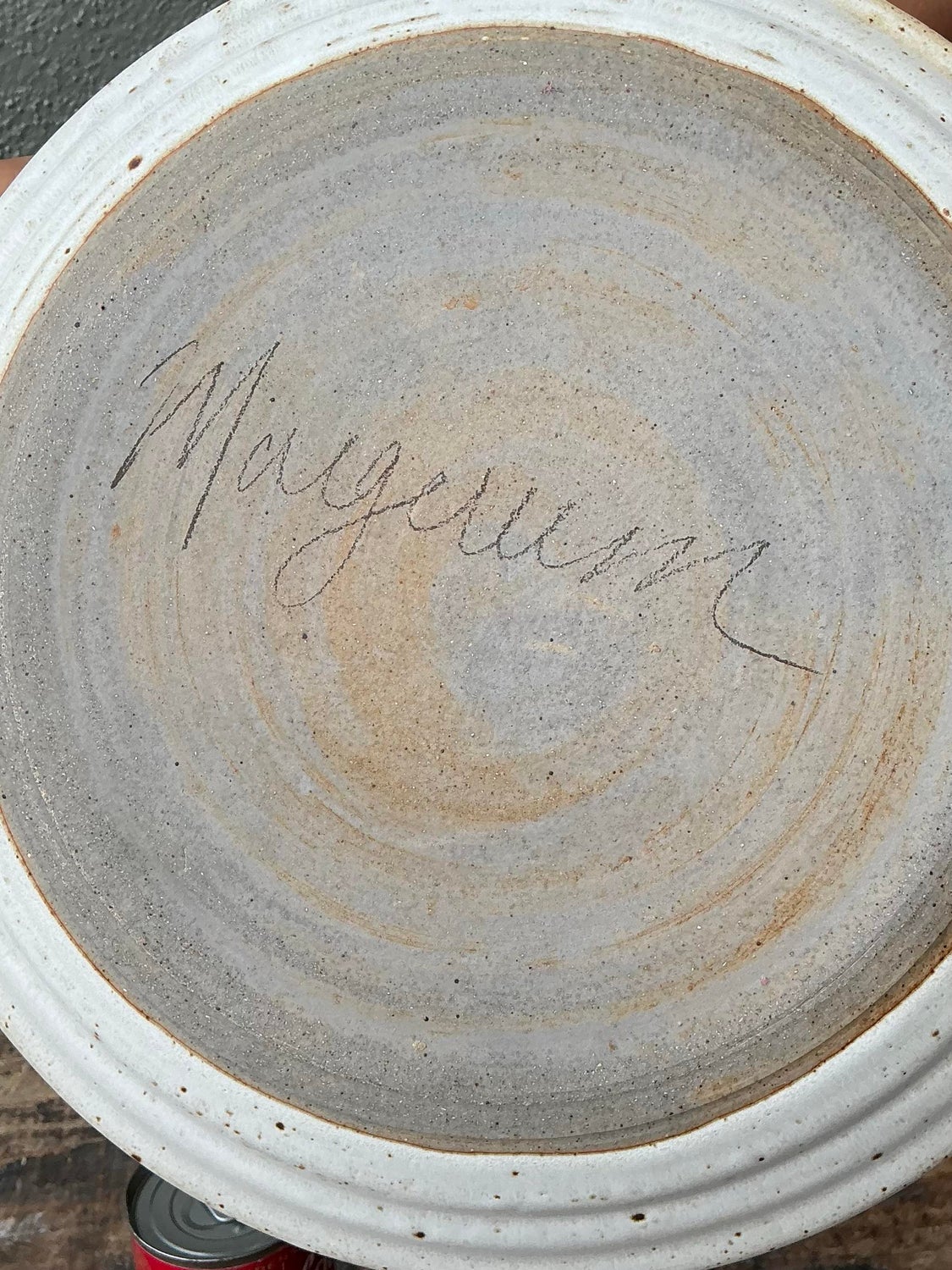 Vintage Original Studio Pottery Platter With Vases - Back view