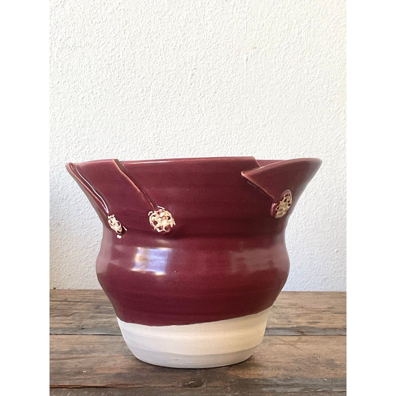 Vintage Original Studio Pottery Pleated Vase - Top view
