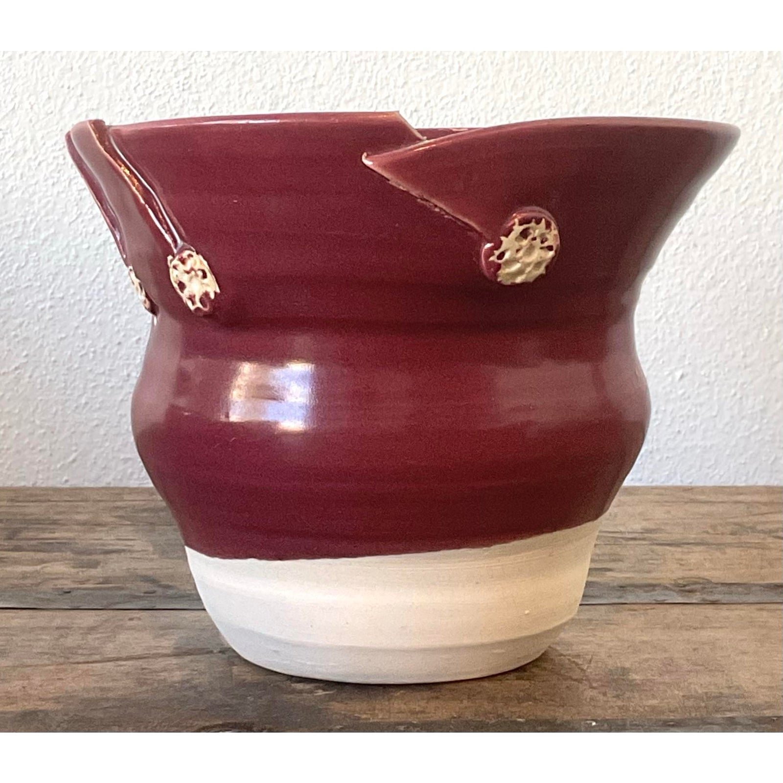 Vintage Original Studio Pottery Pleated Vase - Detail view
