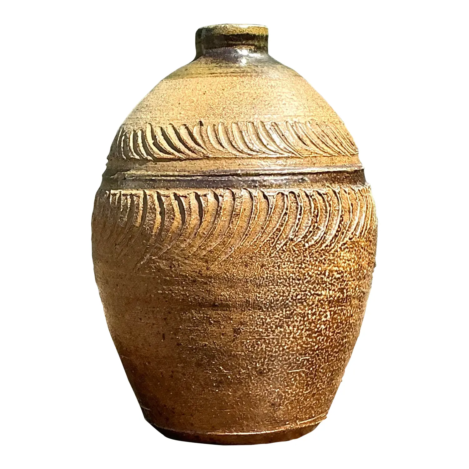 Vintage Original Studio Pottery Ribbed Vase