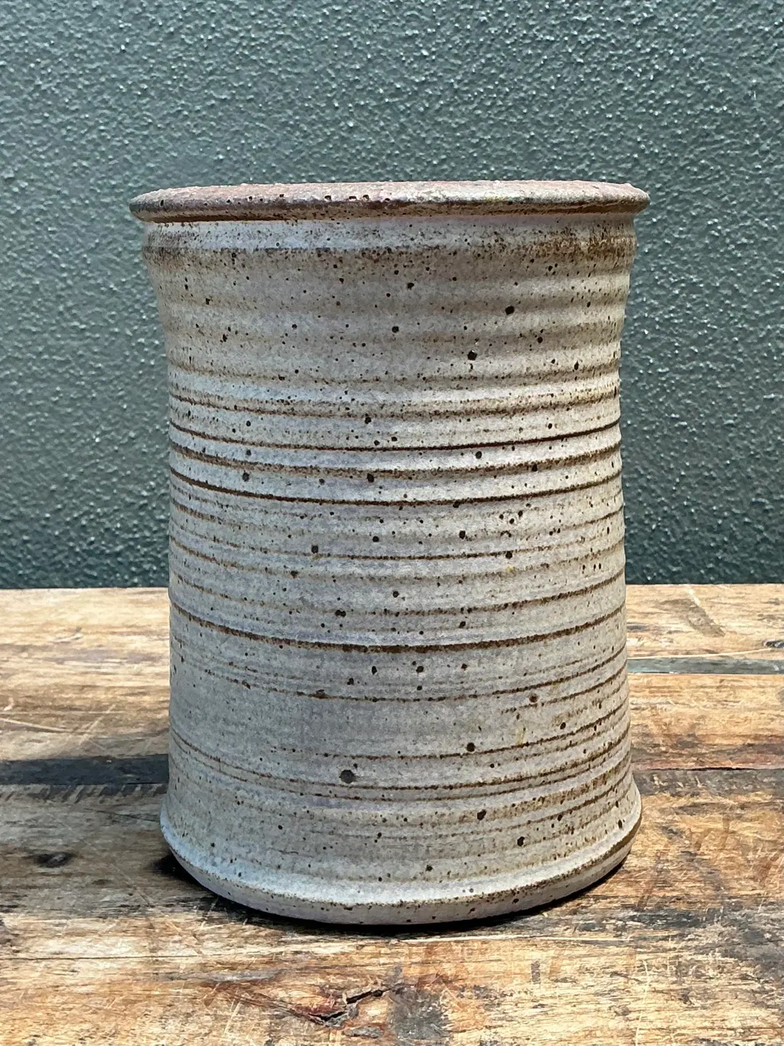 Vintage Original Studio Pottery Ribbed Vase