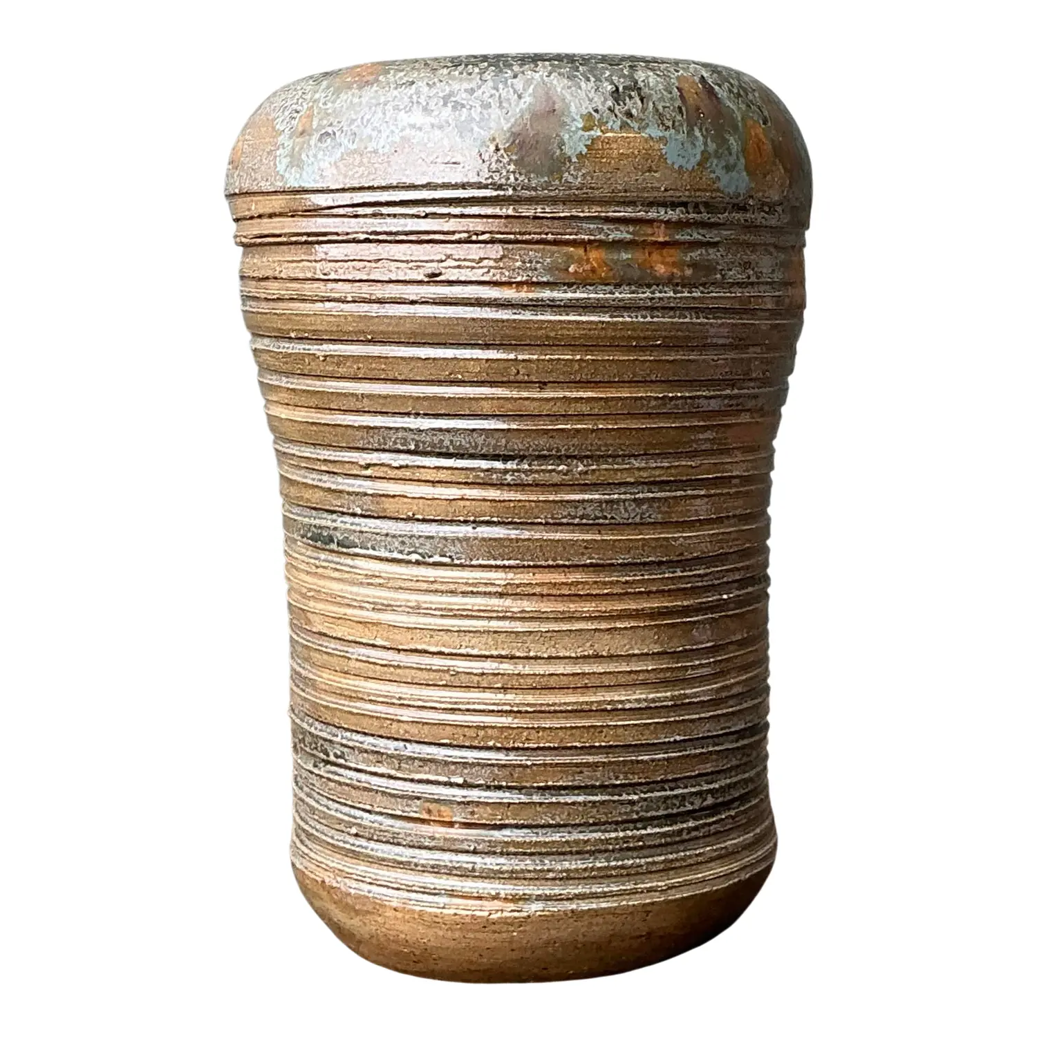 Vintage Original Studio Pottery Ribbed Vase