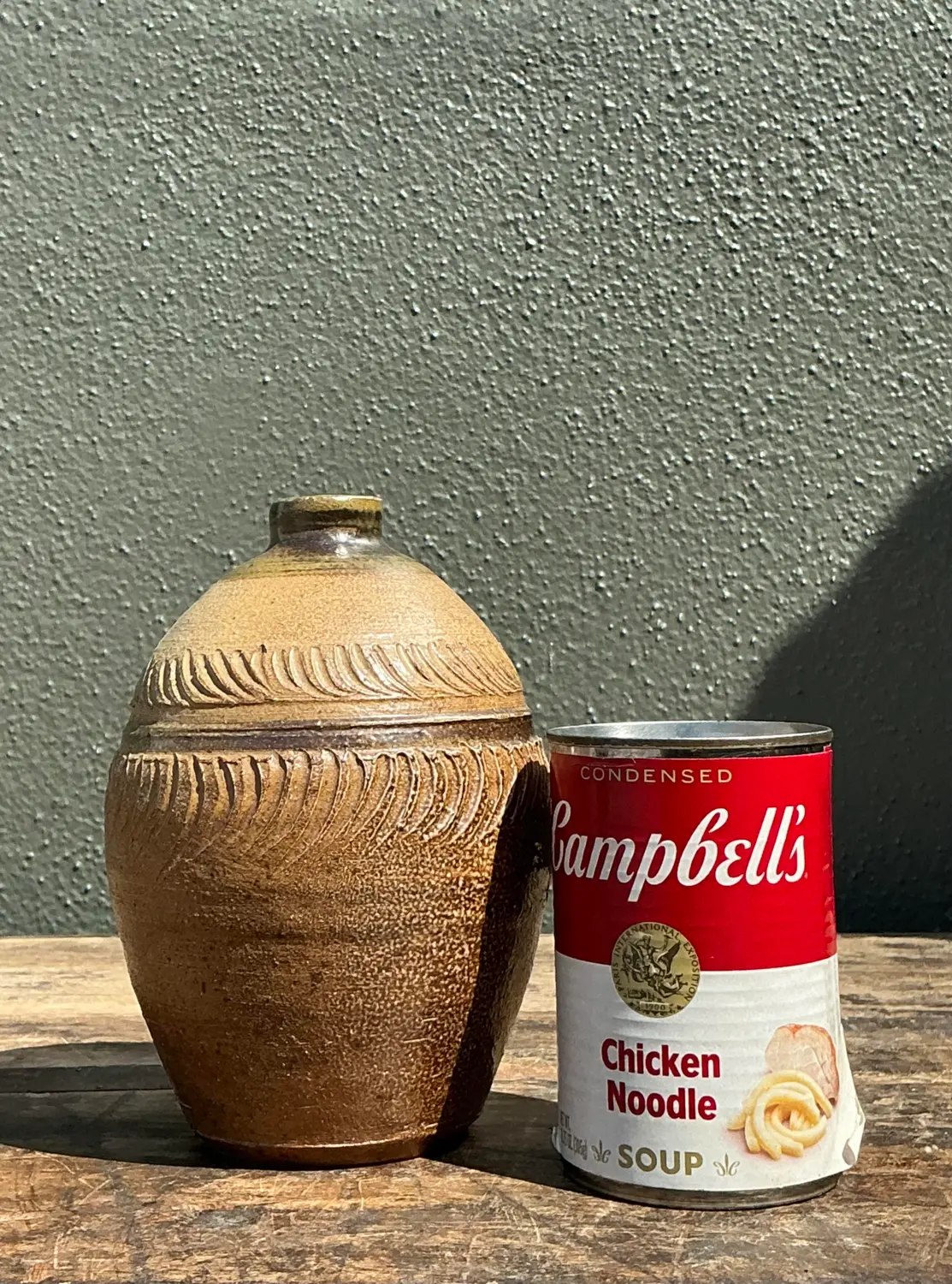 Vintage Original Studio Pottery Ribbed Vase - Detail view