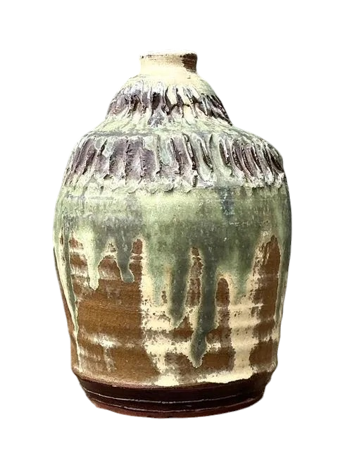Vintage Original Studio Pottery Ribbed Vase