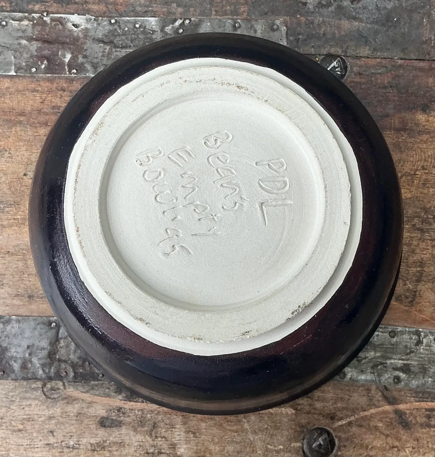 Vintage Original Studio Pottery Shadow Glaze Bowl - Top view