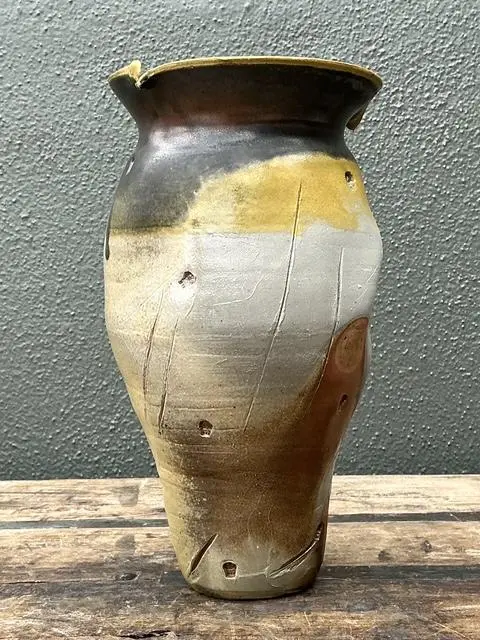 Vintage Original Studio Pottery Skull Vase - Top view
