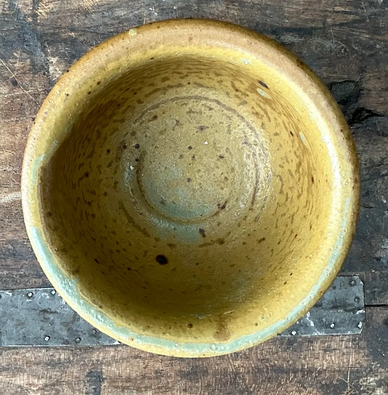 Vintage Original Studio Pottery Speckled Bowl - Detail view