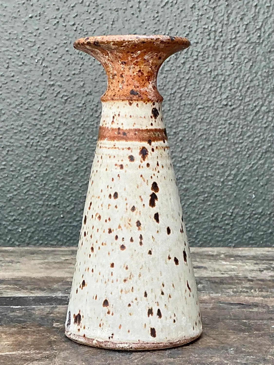 Vintage Original Studio Pottery Stripe Vase - Top view