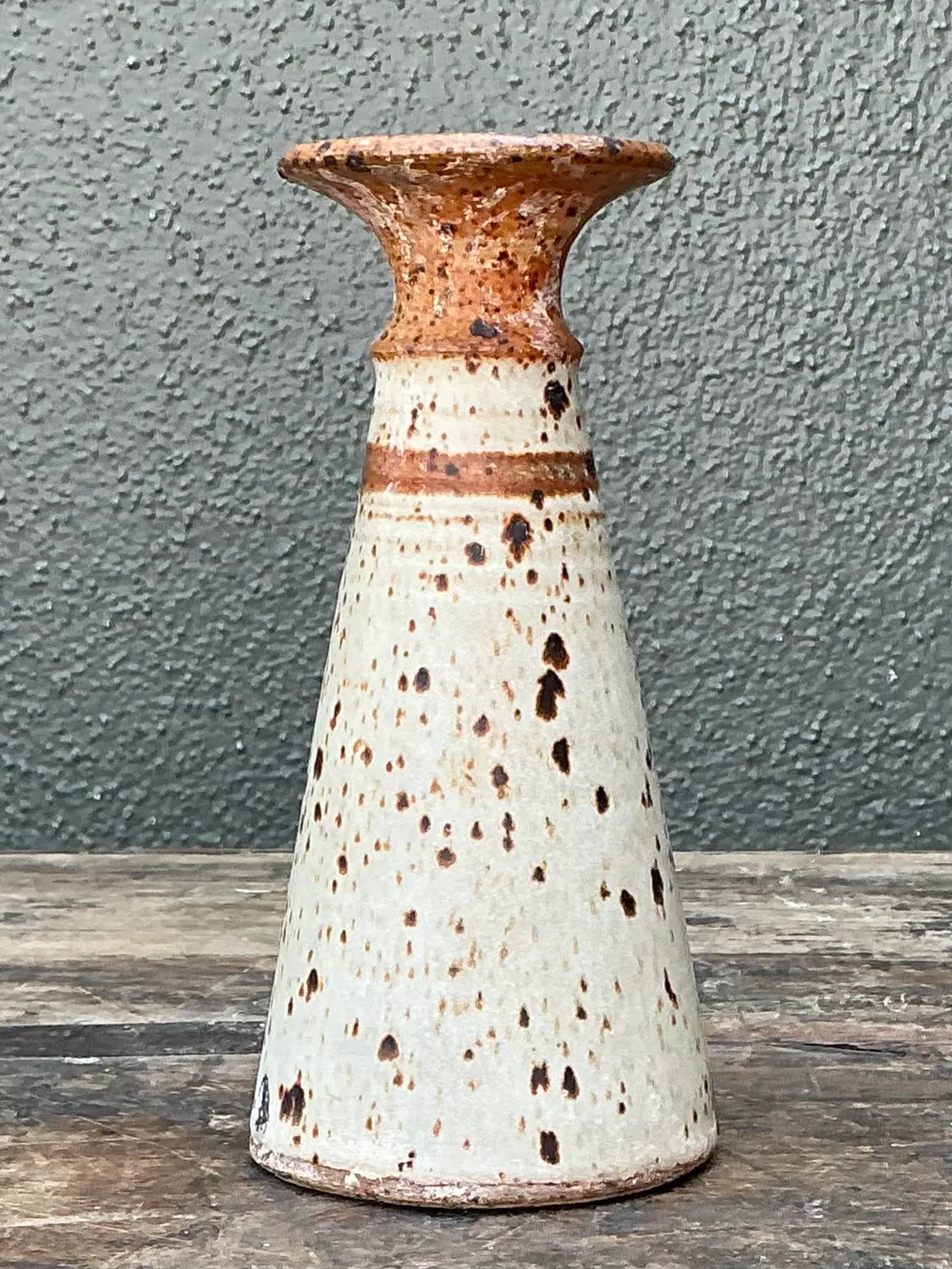 Vintage Original Studio Pottery Stripe Vase - Side view