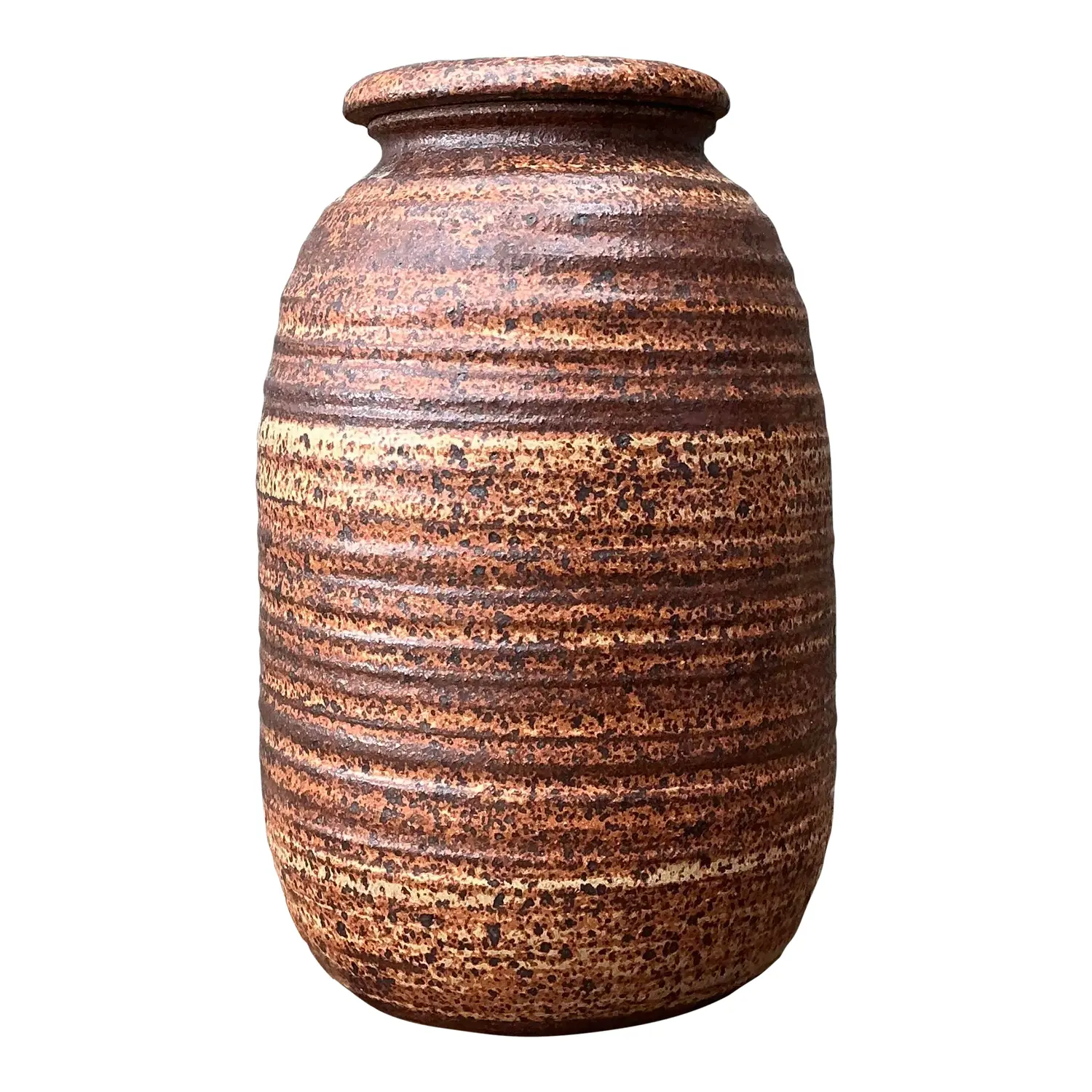 Vintage Original Studio Pottery Striped Lidded Vase