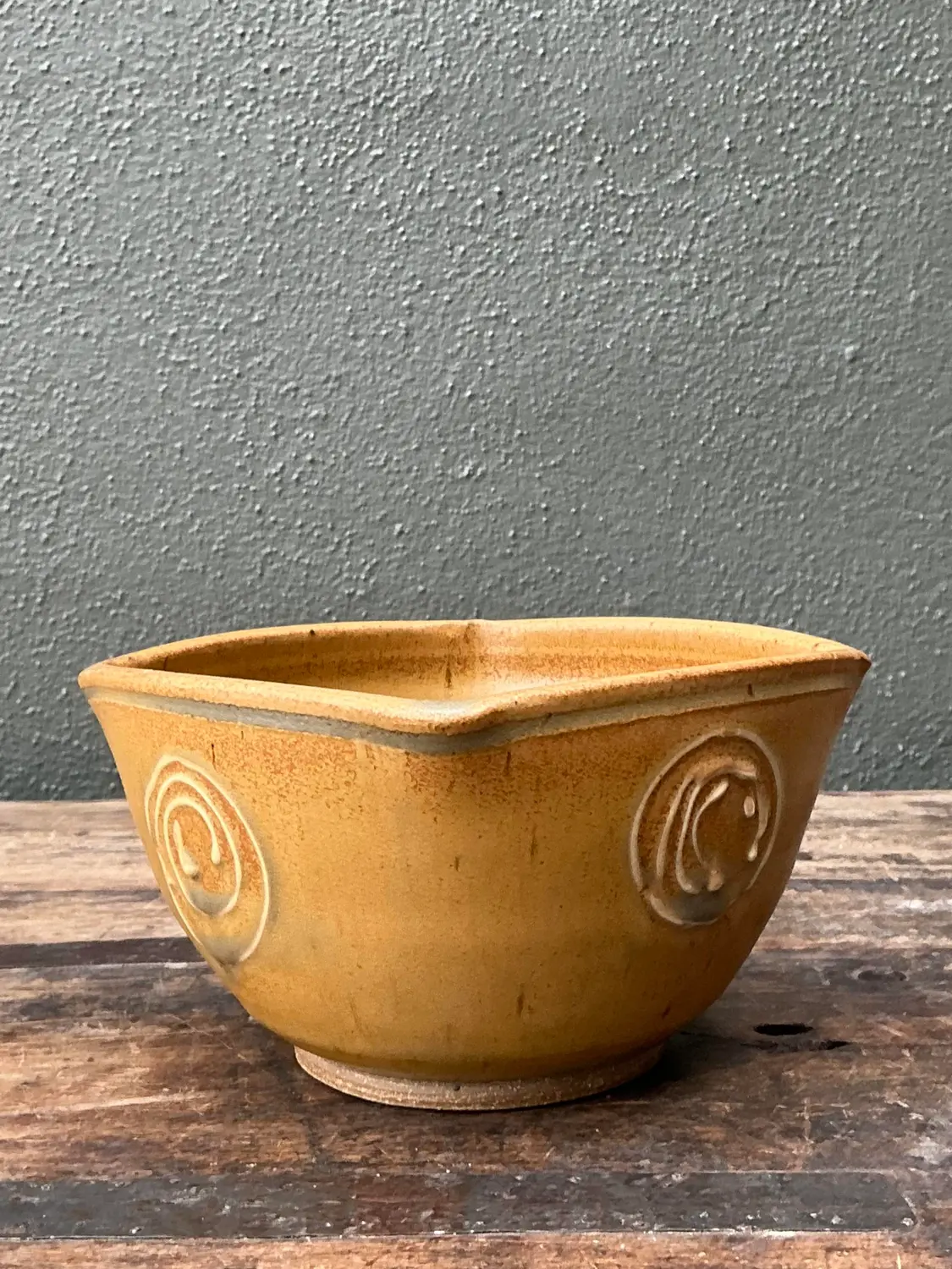 Vintage Original Studio Pottery Swirl Bowl - Top view