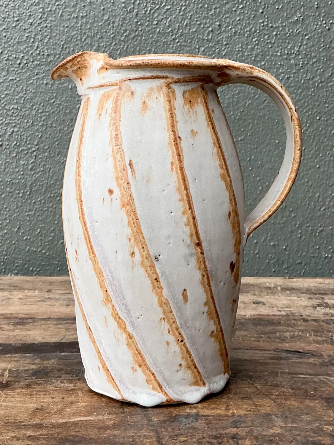 Vintage Original Studio Pottery Swirl Vase - Top view