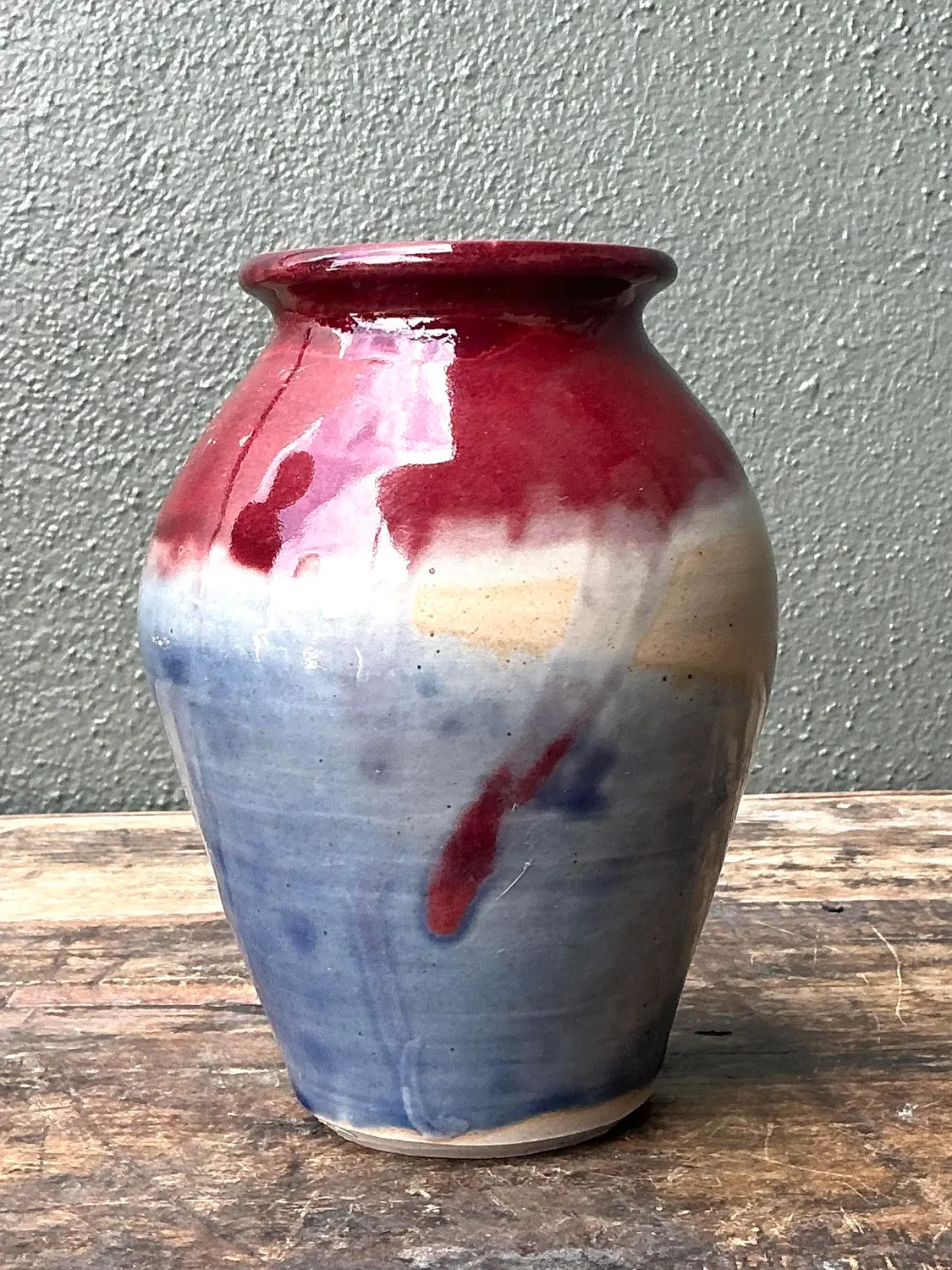 Vintage Original Studio Pottery Tri Stripe Bowl - Detail view