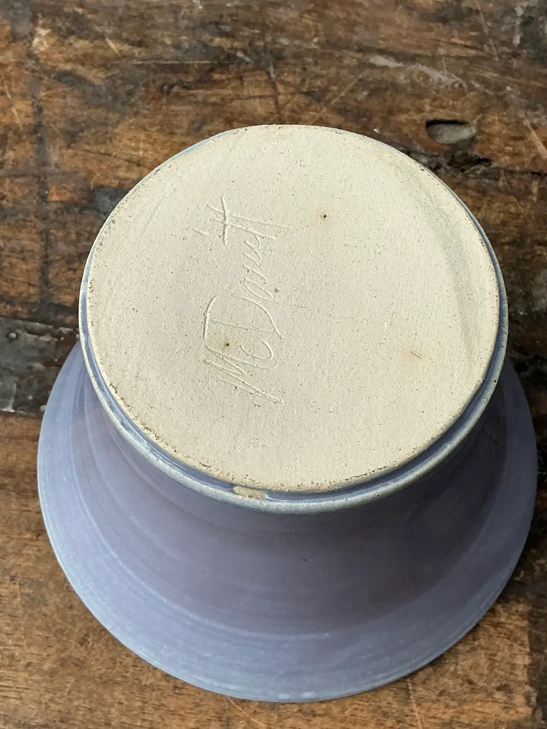 Vintage Original Studio Pottery Triple Flower Bowl - Top view