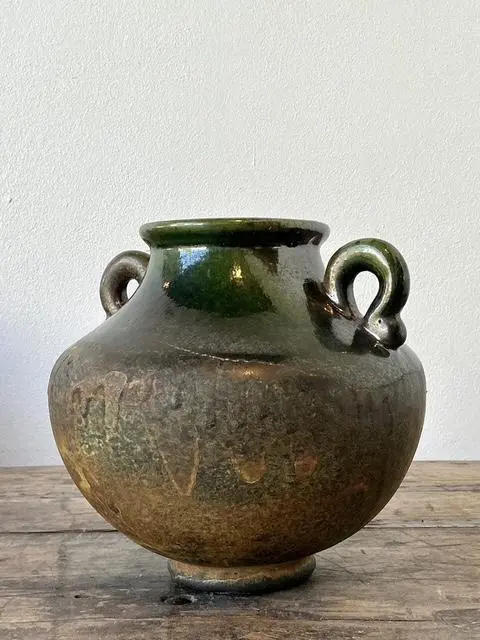 Vintage Original Studio Pottery Two Handle Vase - Detail view