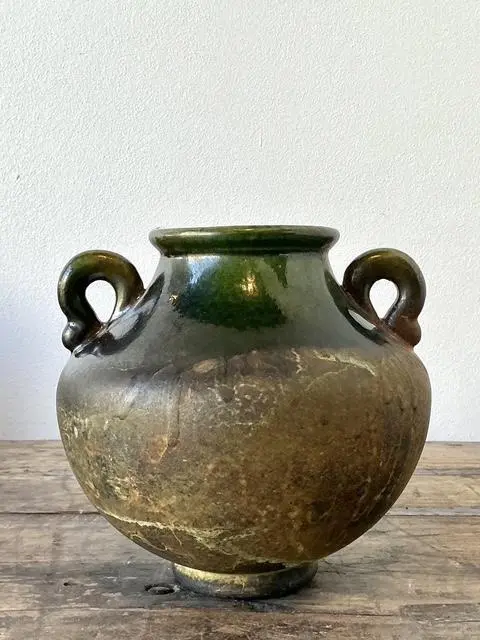Vintage Original Studio Pottery Two Handle Vase - Top view