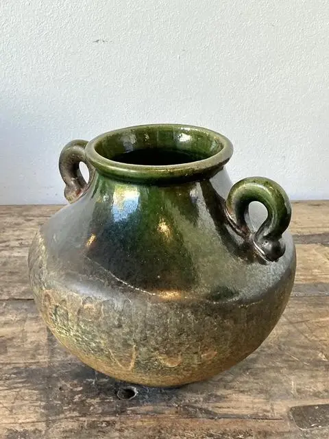 Vintage Original Studio Pottery Two Handle Vase - Side view