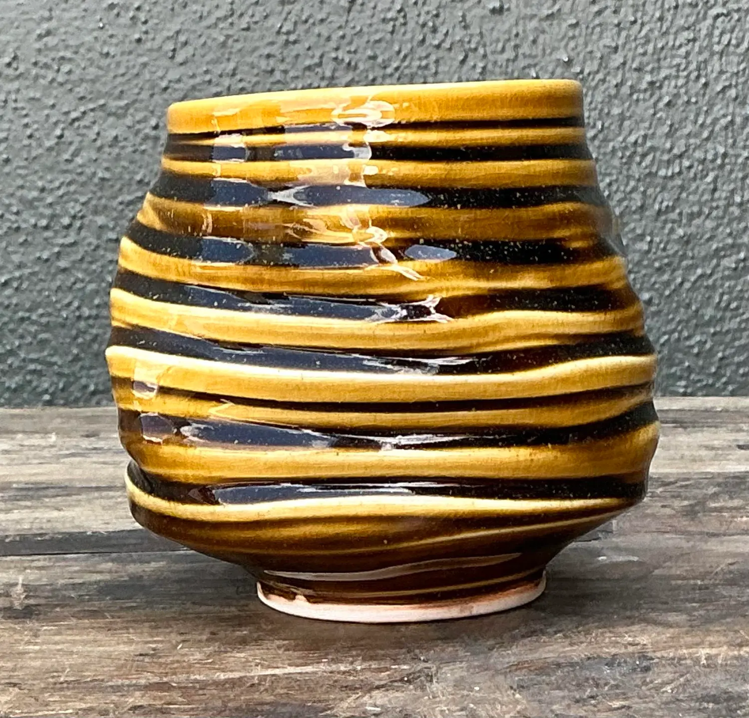 Vintage Original Studio Pottery Vase - Top view