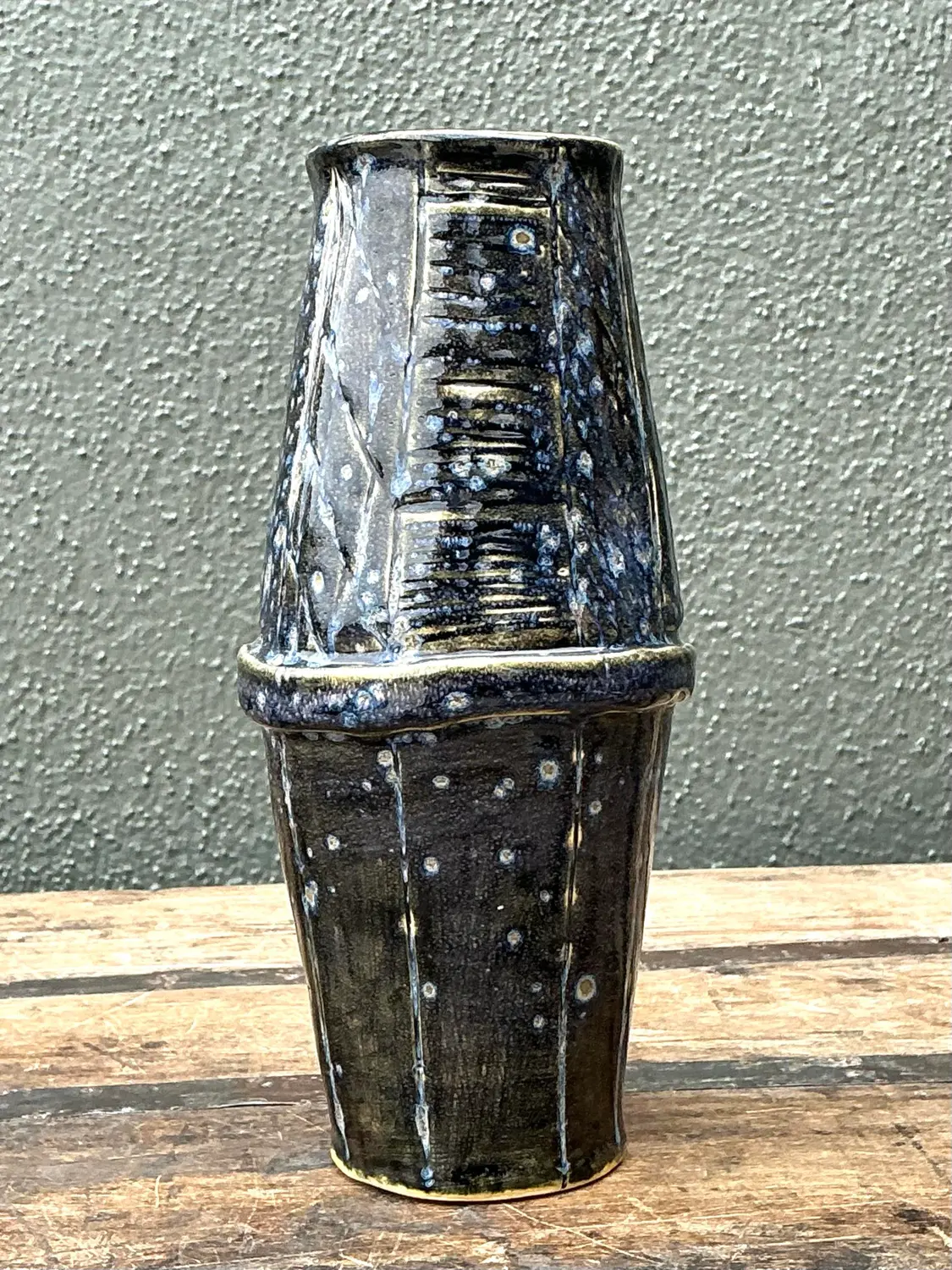 Vintage Original Studio Pottery Vase - Top view