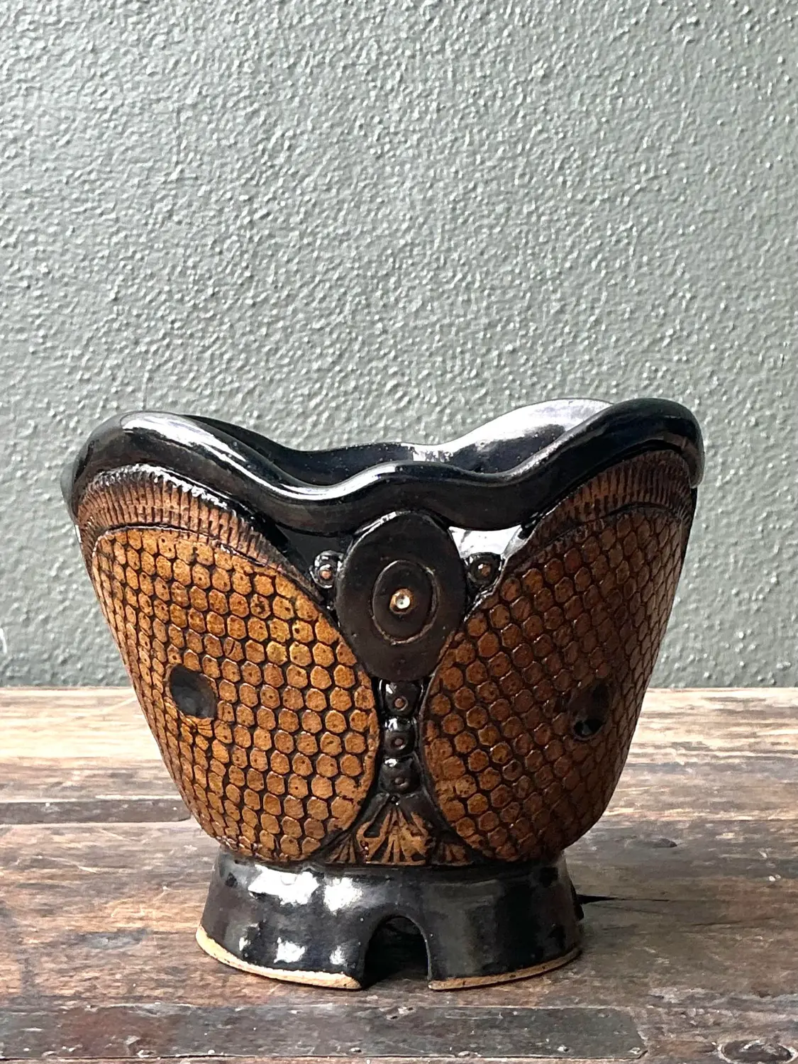 Vintage Original Studio Pottery Vase - Top view