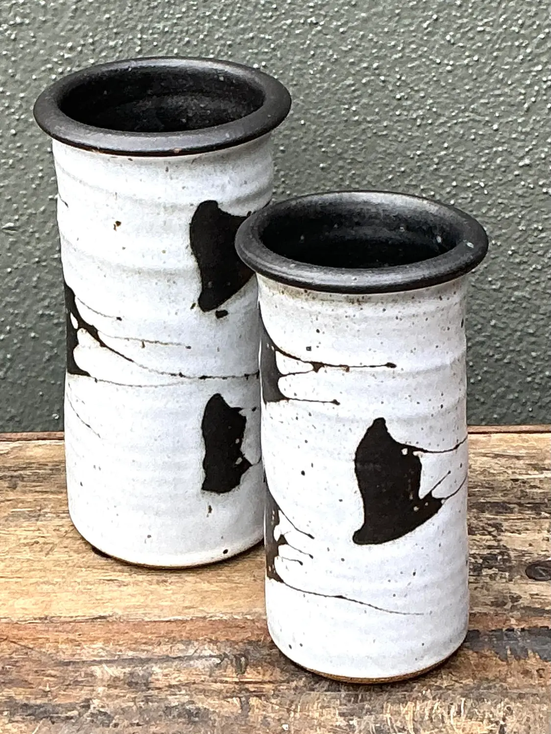 Vintage Original Studio Pottery Vases - Set of 2 - Back view