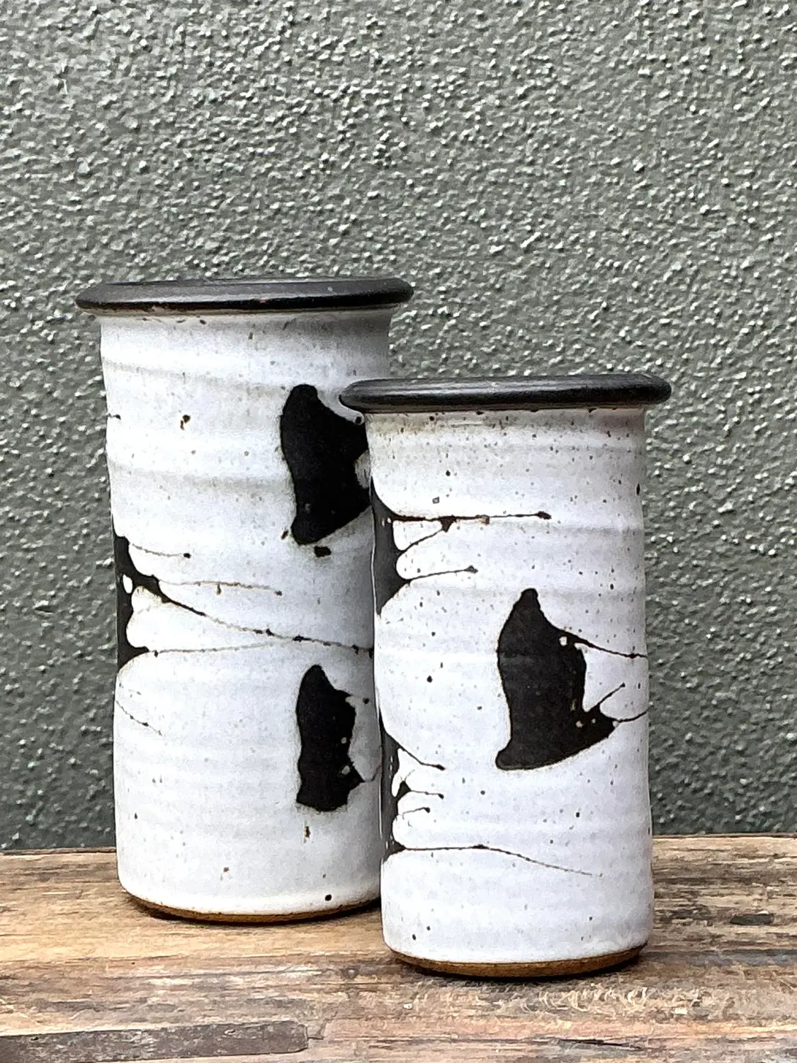 Vintage Original Studio Pottery Vases - Set of 2 - Top view