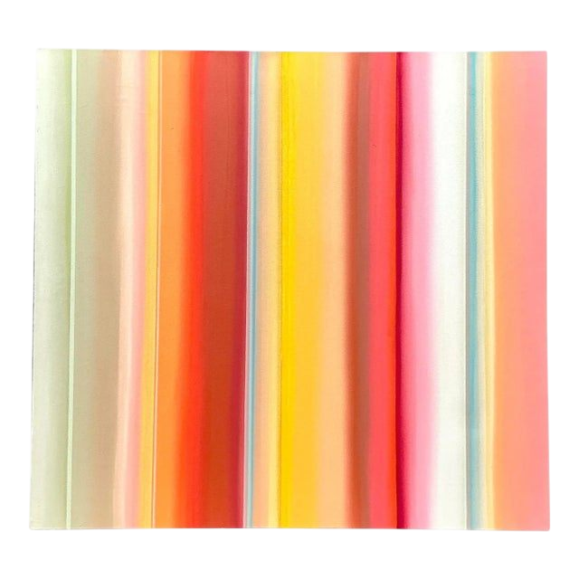 Vintage Original “Tangerine Spaces Between Trees” Striped Abstract Oil on Canvas