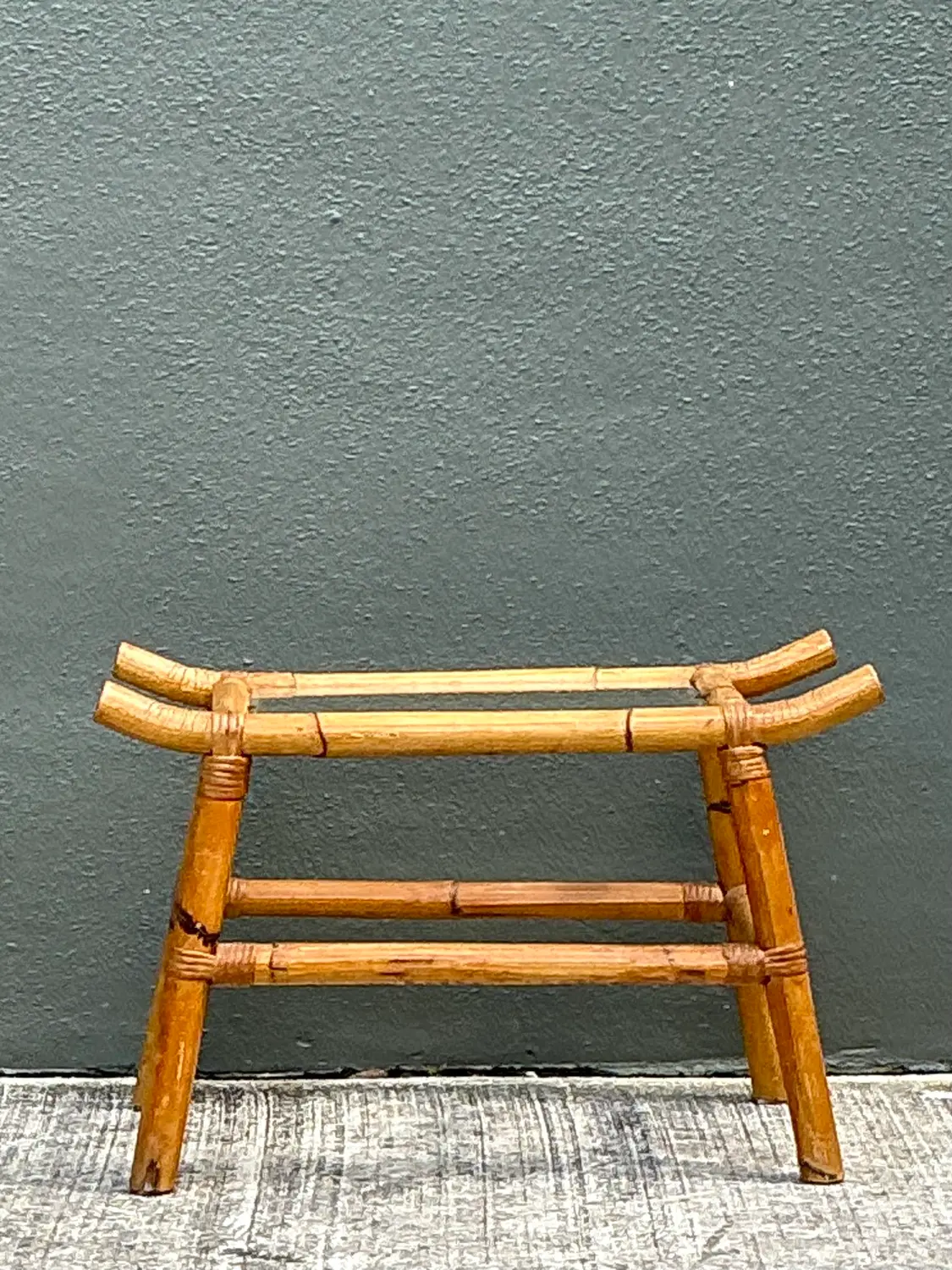 Vintage Pagoda Rattan Low Drinks Table - Back view