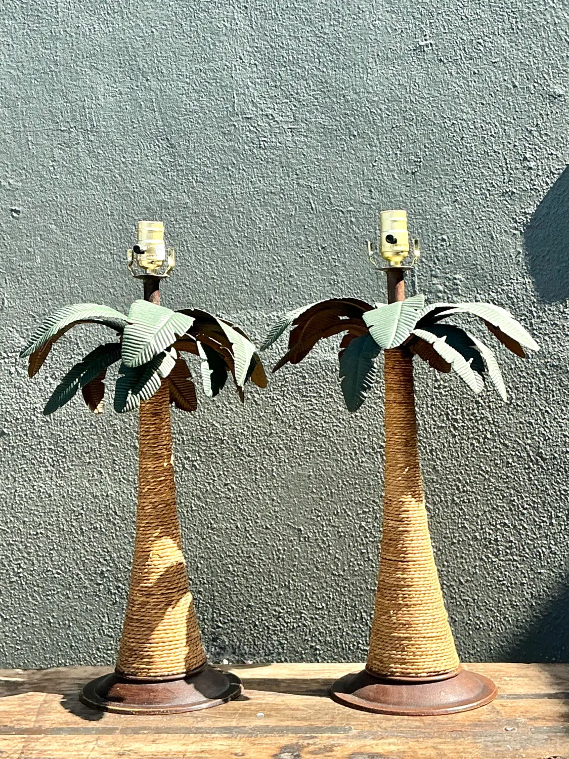 Vintage Palm Tree Lamps - A Pair - Back view