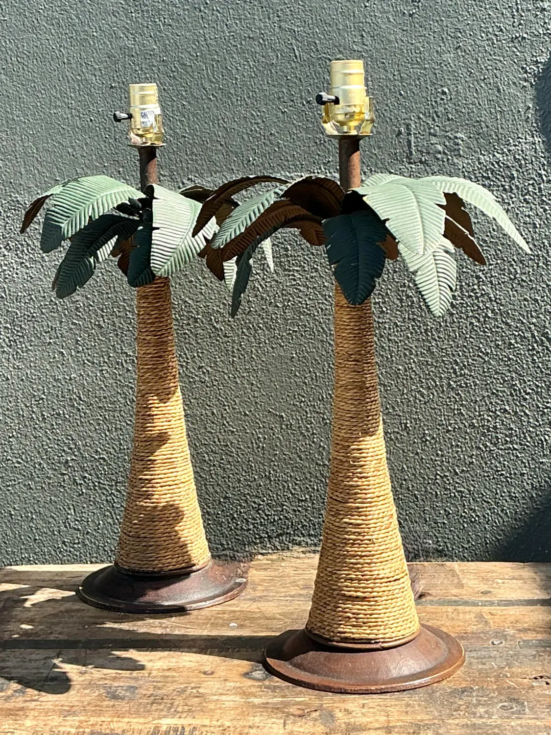 Vintage Palm Tree Lamps - A Pair - Top view