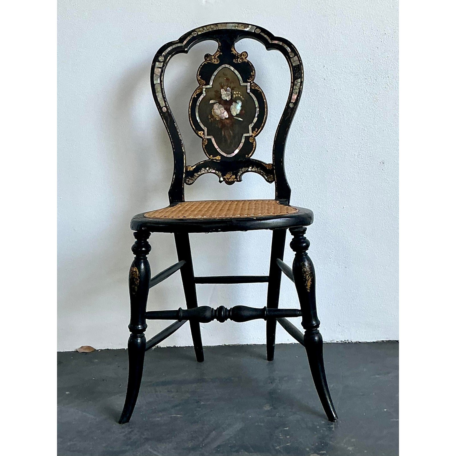 Vintage Paper Mache Inlay Chair - Side view