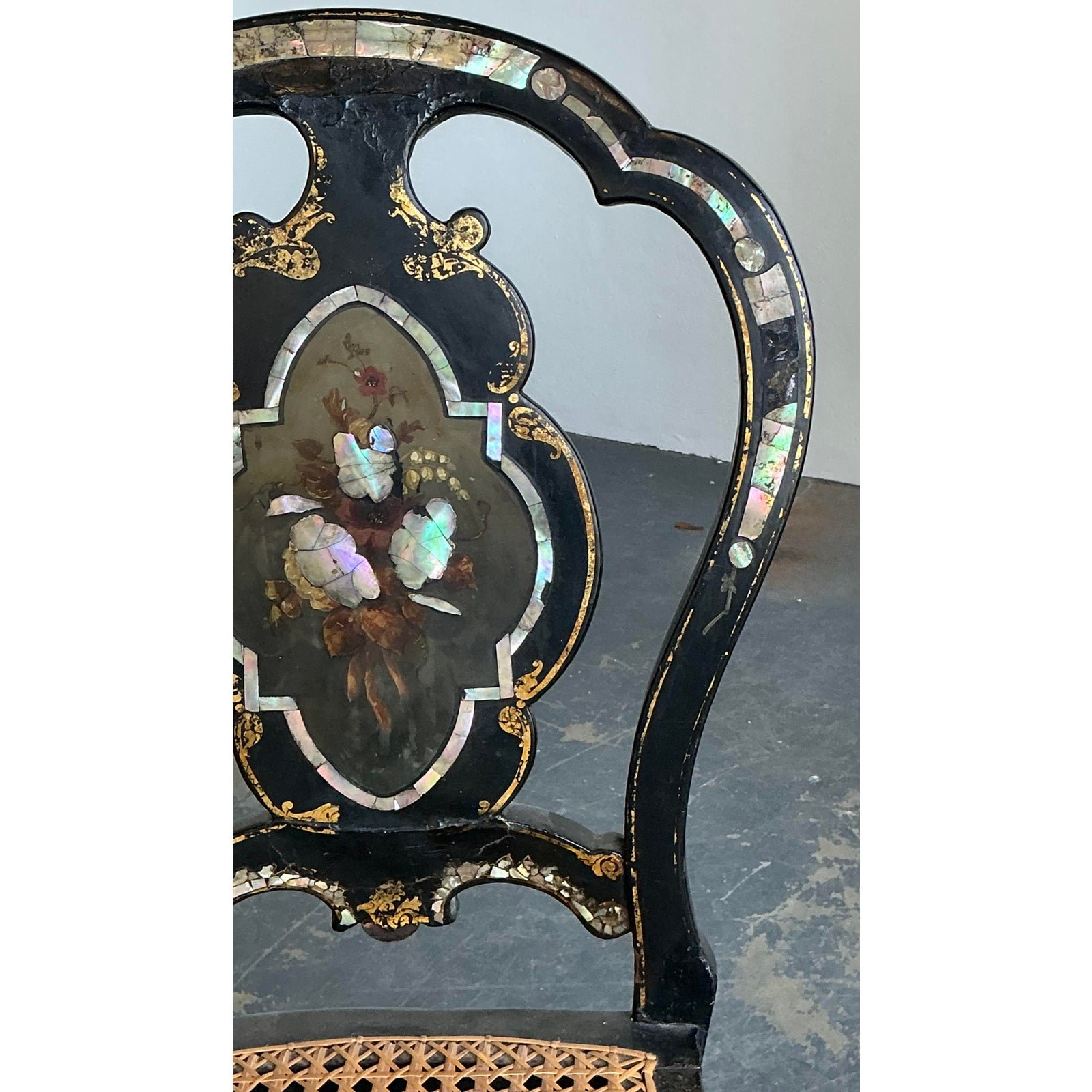 Vintage Paper Mache Inlay Chair - Top view