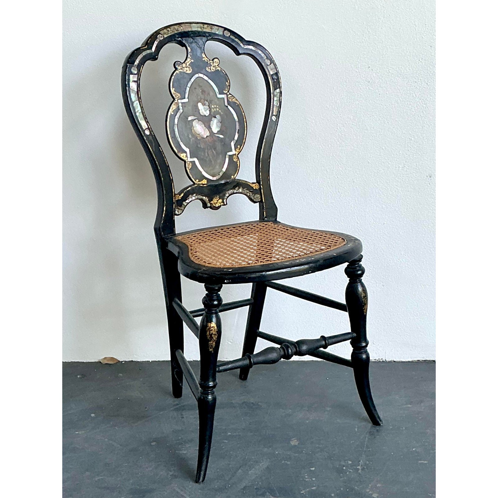 Vintage Paper Mache Inlay Chair - Detail view
