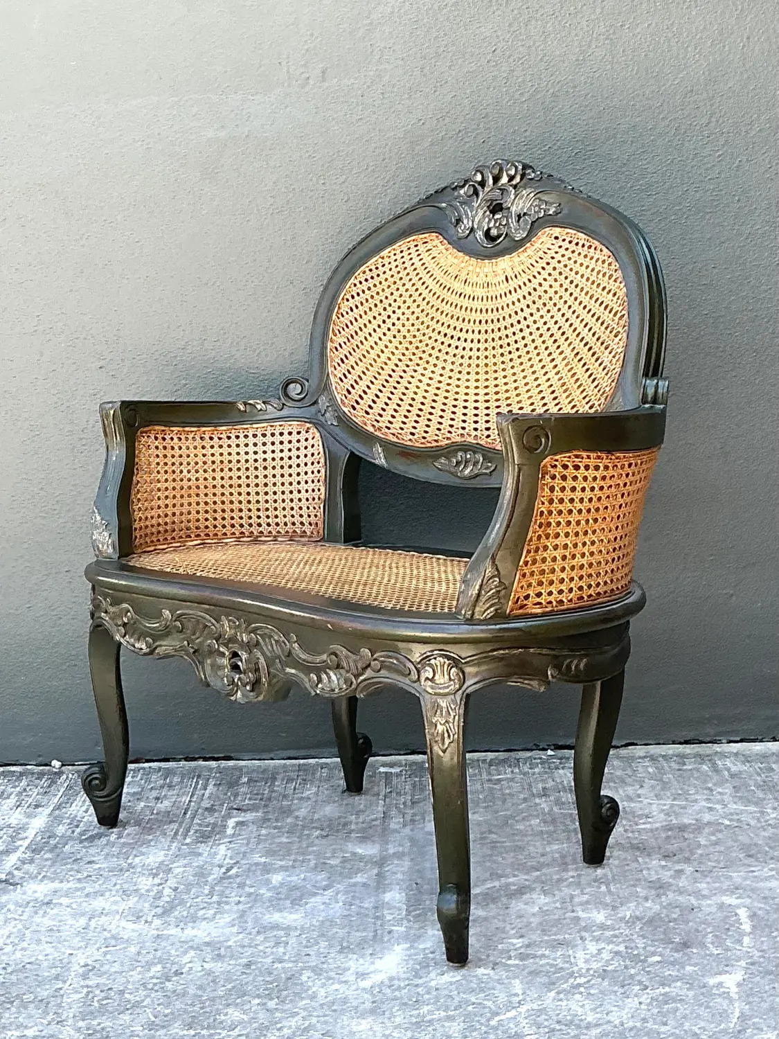 Vintage Paradigm Cane Settee - Detail view