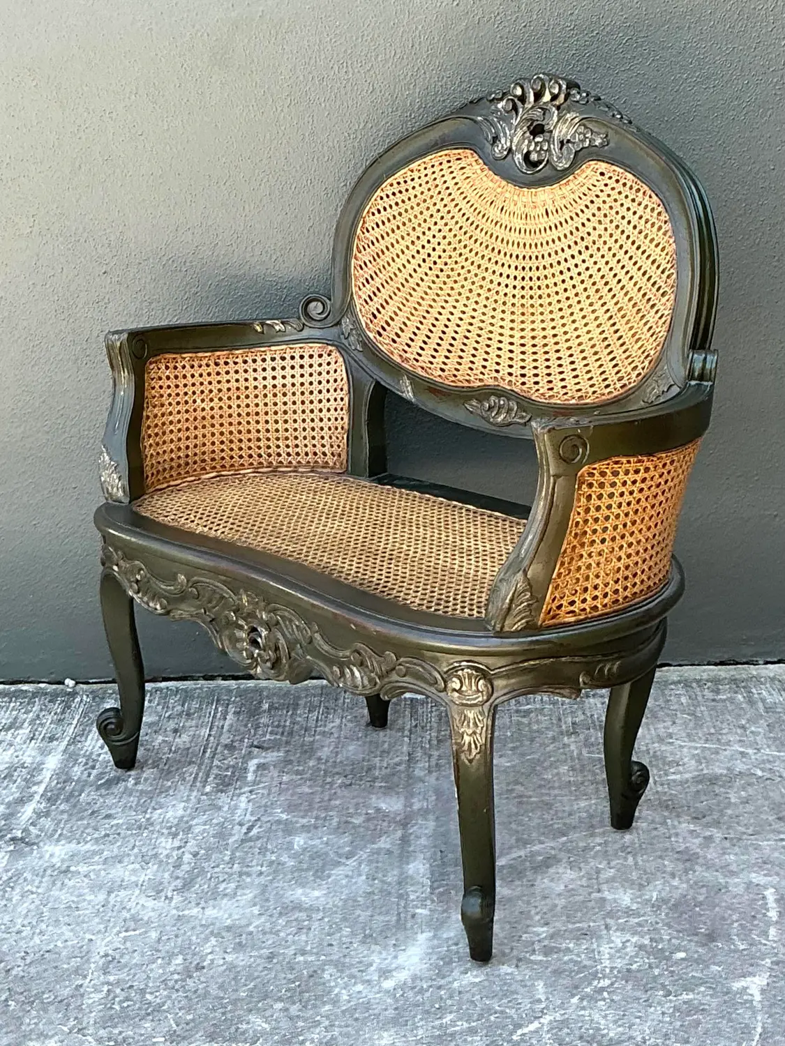 Vintage Paradigm Cane Settee - Side view