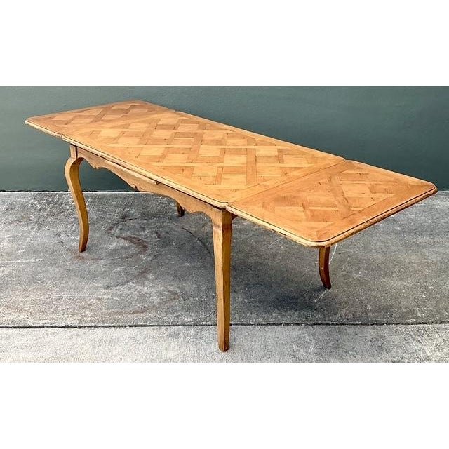 Vintage Parquet Inlay Extendable Dining Table - Back view