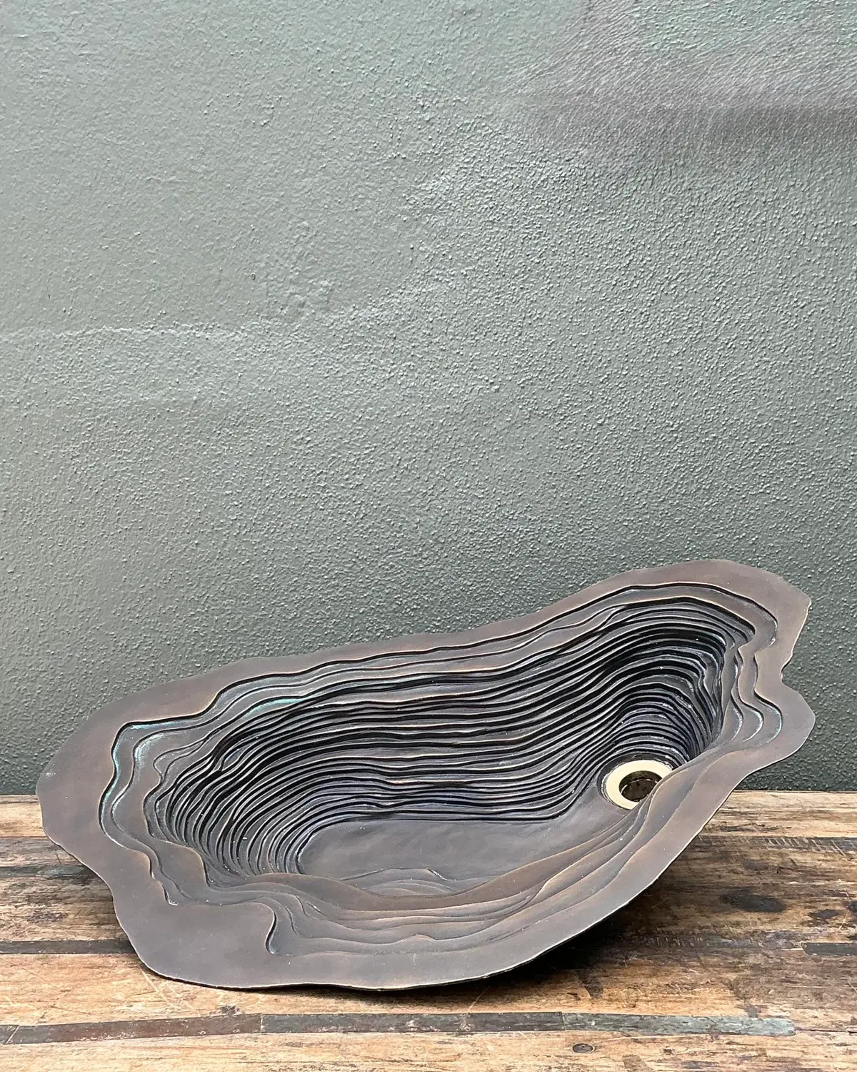 Vintage Patinated Bronze Sink - Side view