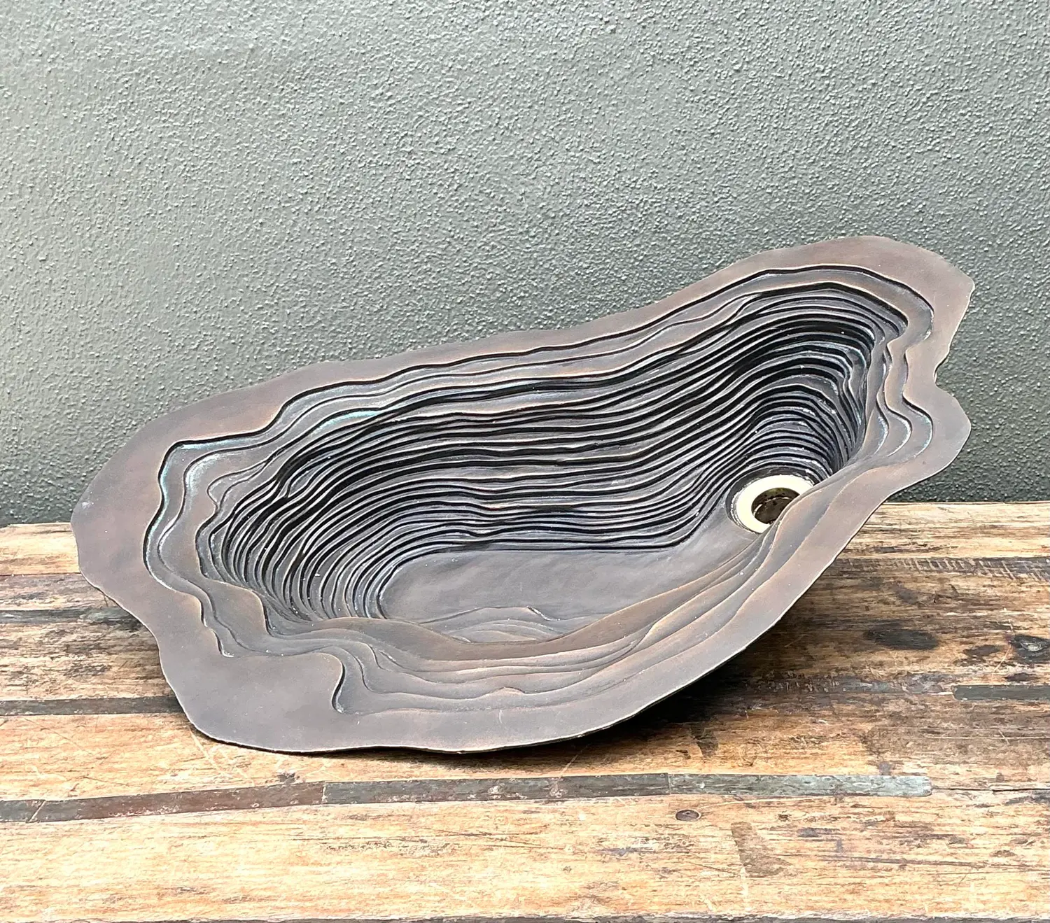 Vintage Patinated Bronze Sink - Back view