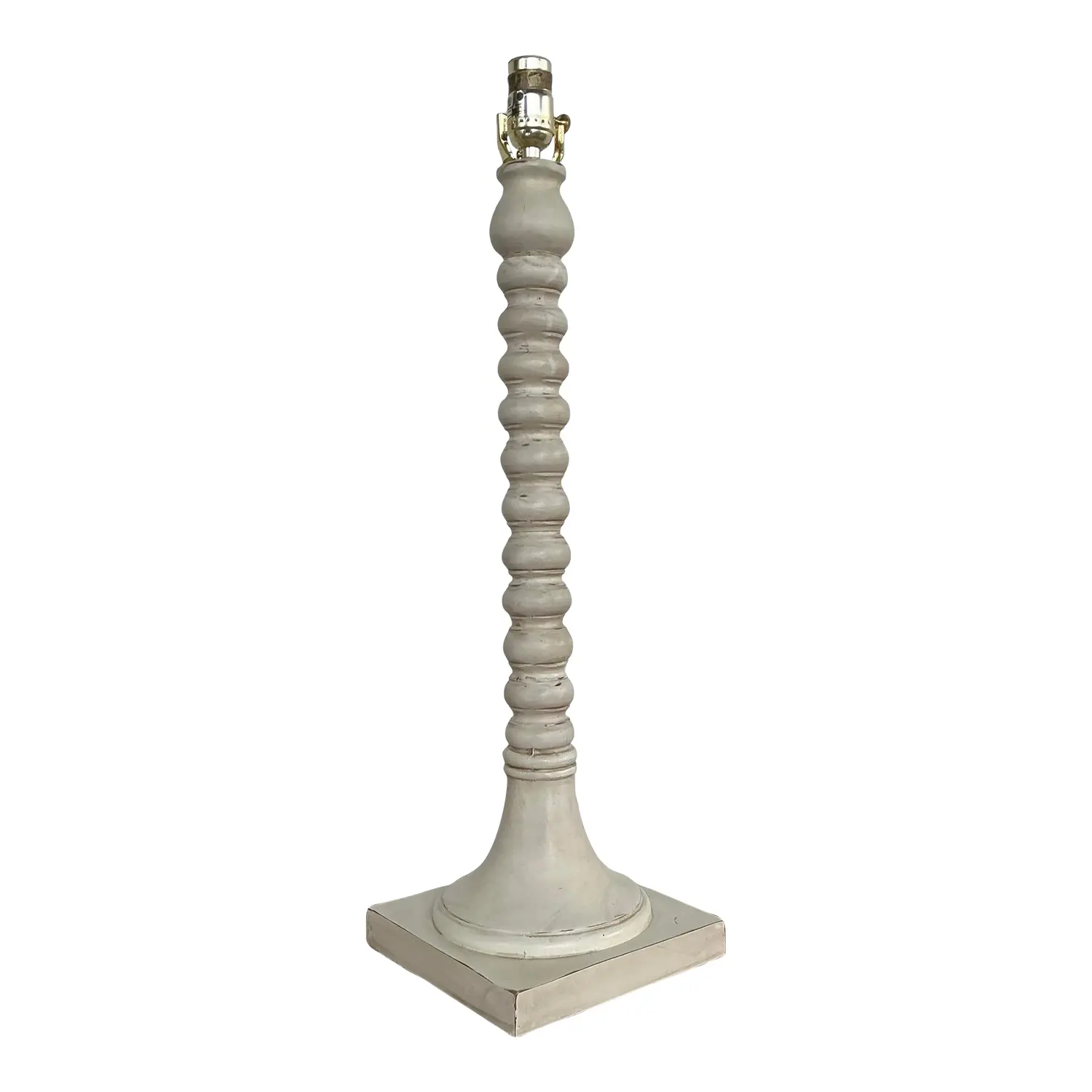 Vintage Patinated Carved Bobbin Lamp