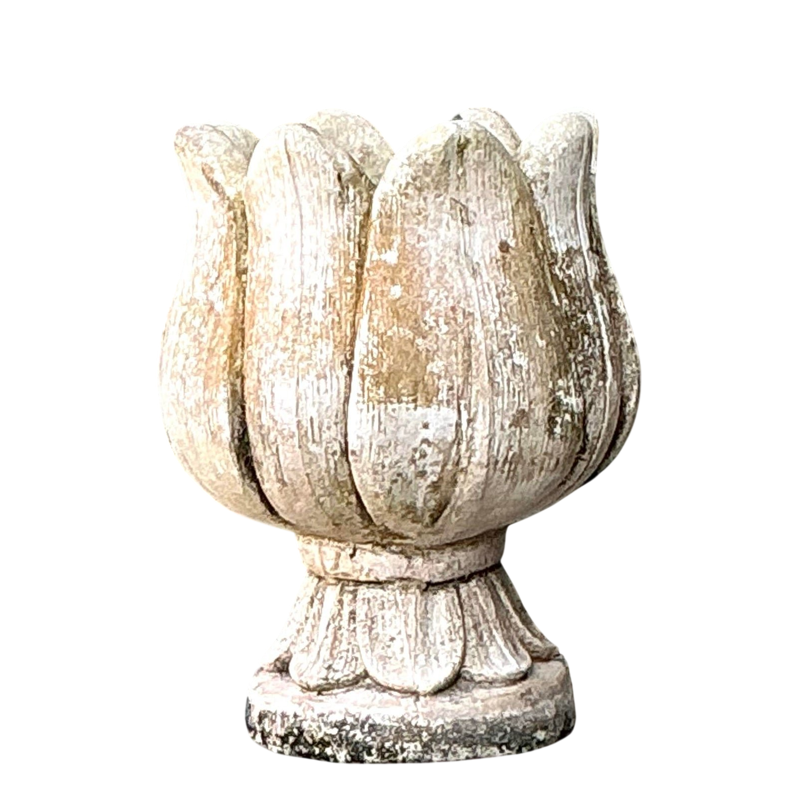 Vintage Patinated Cast Concrete Tulip Planter