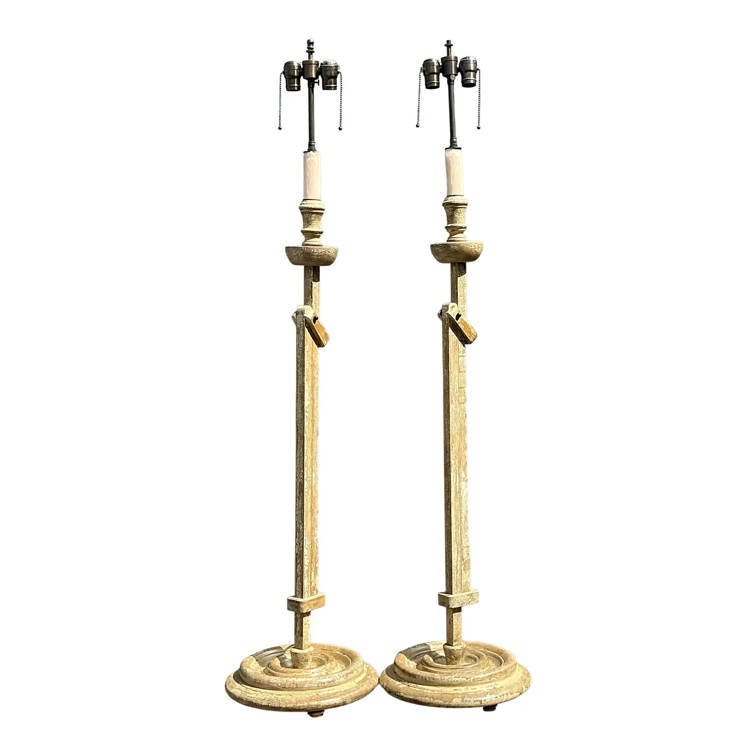 Vintage Patinated Extendable Floor Lamps - A Pair