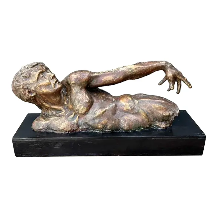 Vintage Patinated Figurative Sculpture of Man