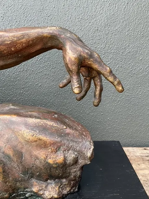 Vintage Patinated Figurative Sculpture of Man - Detail view
